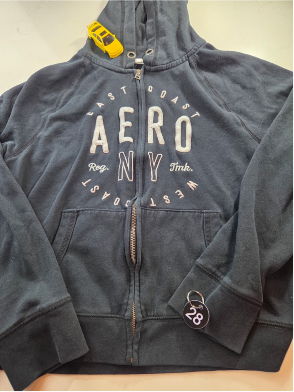 Women's Aeropostale Zip-Up Hoodie Sweatshirt XL Black White #28